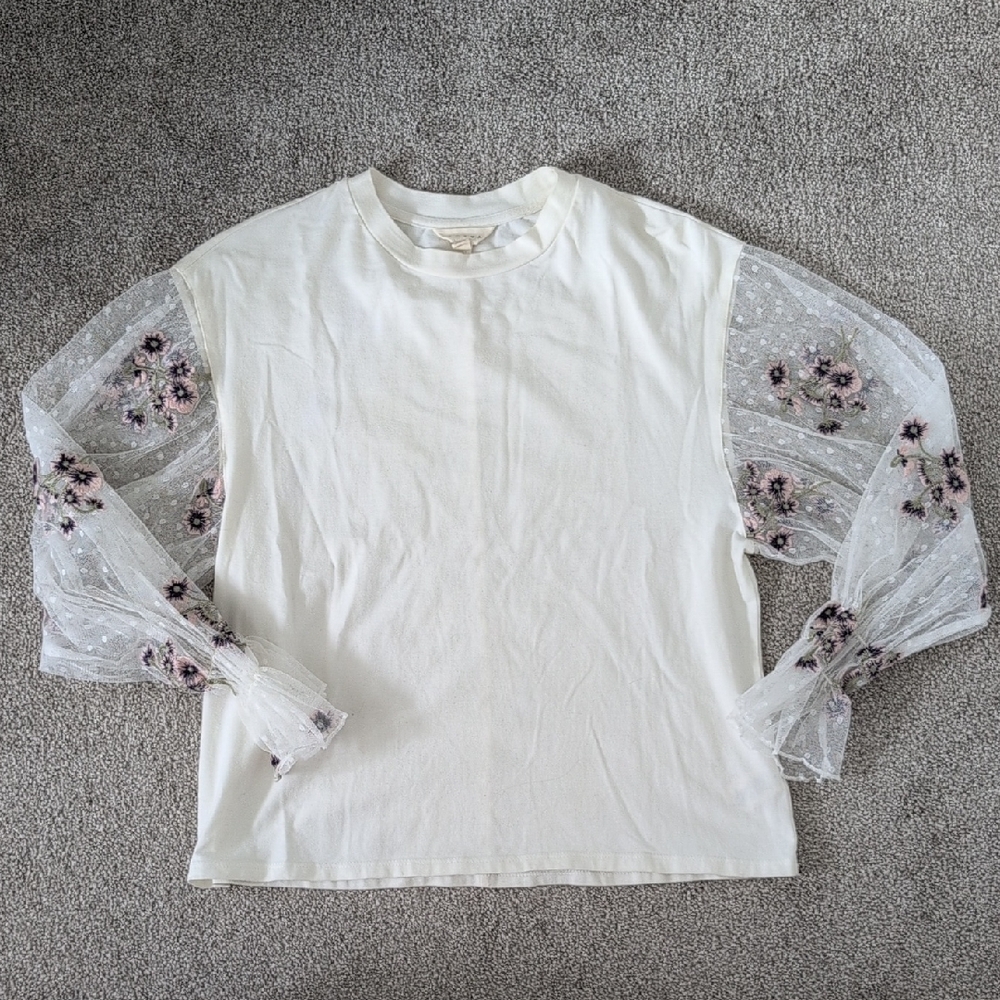 Adiva White Puff Sleeve Blouse with Mandarin Collar